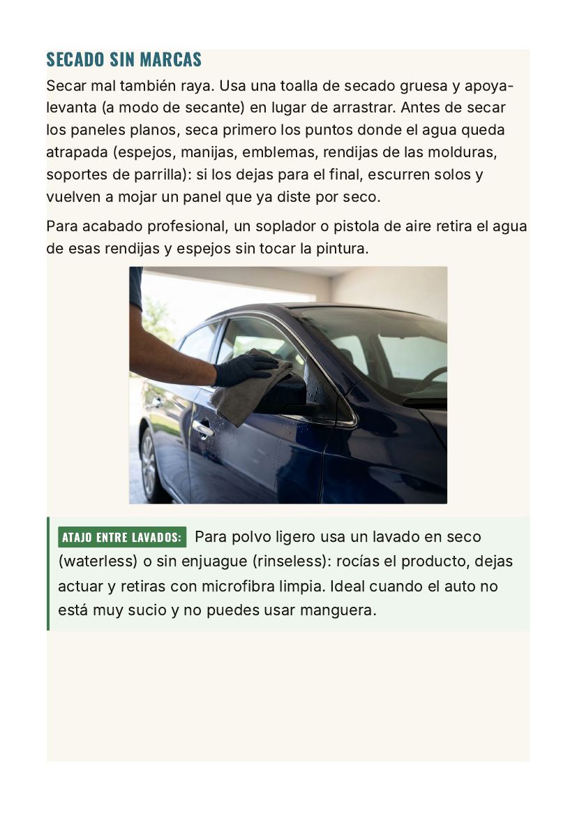 Página de muestra sobre secado sin marcas